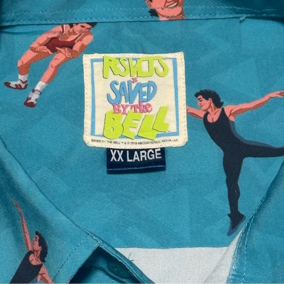RSVLTS Saved By The Bell Short Sleeve Button Down Size XXL Kunuflex Party Shirt - Picture 3 of 11